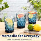 Bandesun Drinking Glass set of 6 Modern Glassware Diamond Pattern Tumbler Cup（12 OZ），for Water，Cocktail，Milk，Juice and Beverage