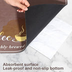 CooRug Absorbent Coffee Mat, Fashion Dish Drying Mat for Kitchen Counter Coffee Bar Accessories Espresso Machine Dish Rack 16" x 24" Brown