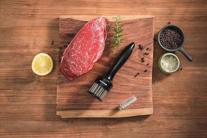 Meat Tenderizer Tool (Pack of 2) Stainless Steel Needle Ultra Sharp 24 Blade Tenderizer Tool for Tenderizing Beef Chicken Steak Pork