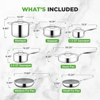 NutriChef Kitchenware Pots & Pans Set - 12 Piece, Clad Kitchen Cookware Set w/Steel Handles, Fry Pan Interior Coated w/ Ceramic Non-Stick Coating, Stylish Kitchen Cookware - NCSSX45