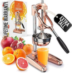 Zulay Professional Citrus Juicer - Premium Manual Citrus Press and Orange Squeezer - Metal Lemon & Lime Squeezer - Extra Tall Heavy Duty Cast Iron Manual, Rose Gold