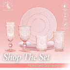 Yungala Pink Wine Glasses Set of 6 Vintage Hobnail Goblets 10 oz Transparent Glassware with Stems Dishwasher Safe