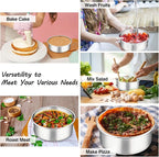 P&P CHEF 6 Inch Cake Pans Set, Round Baking Pan Stainless Steel Layer Birthday Wedding Cake Oven Pans, Non Toxic & Heavy Duty, Deep Side & Mirror Finish, Dishwasher Safe, (2Pcs)