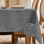 BALCONY & FALCON Square Tablecloth - Waterproof Table Cloth, Wrinkle Resistant Table Cover Linen Fabric Tablecloths for Dining Kitchen Wedding and Outdoor Decoration (Gray, 55"x55")
