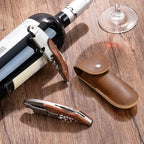 3-Pack Professional Waiter Corkscrew Wine Key with Leather Protection Gift Bag, Long Rosewood Handle Stainless Steel Handle Wine Opener for Bar Restaurant Waiters, Sommelier, Bartend, Rosewood Hand