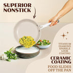 Granitestone Ceraluxe 20 Pc Ceramic Cookware Set Nonstick, Complete Pots and Pans Set Non Stick for Kitchen with Bakeware, Utensils & Steamer, Non Toxic Made Without PFOA PFOS, Oven & Dishwasher Safe