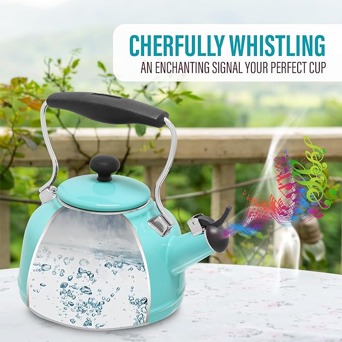 Chantal Tea Kettle, Vintage Series, Enamel on Steel, Whistling (Aqua)
