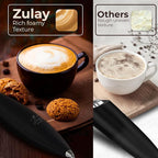 Zulay Kitchen Patented Tornado Triple Whisk Milk Frother with 4 Duracell Batteries – Handheld Foam Maker for Coffee, Lattes, Matcha & Hot Chocolate – Rich, Creamy Froth in Seconds - Alpha Black