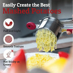 PriorityChef Large 15oz Potato Ricer, Heavy Duty Stainless Steel Potato Masher and Ricer Kitchen Tool, Press and Mash Kitchen Gadget For Perfect Mashed Potatoes - Everytime, Red