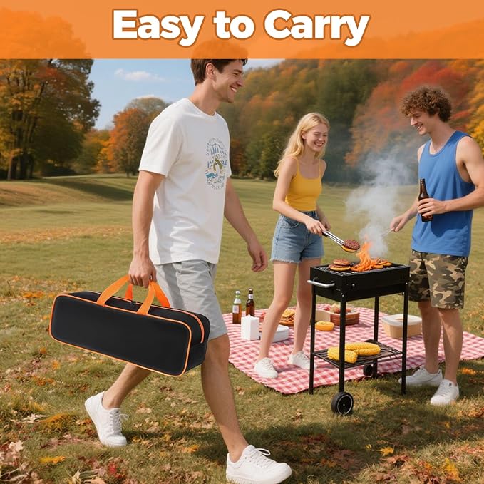 Grill Tool Storage Bag, 20" x 6" x 5" Large Capacity Grill Accessory Storage, 1680D Heavy-Duty Grill Utensil Storage, Accessories Storage Compatible with Blackstone (No Accessories)