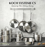 KOCH SYSTEME CS Stainless Steel Cookware Set 17 Piece, Professional 18/10 Stianless Steel Pots and Pans Set, 5-Layer Stainless Base, Oven Safe, Induction Ready, Non-Toxic Kitchen Cookware Set