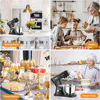 ZACME 7.4QT Household Stand Mixer 800W with Aluminum Die Casting Mixers Kitchen Electric Stand Mixer Metal Dough Mixer with Stainless Steel 7L Bowl, Dough Hook, Whisk and Beater, Black
