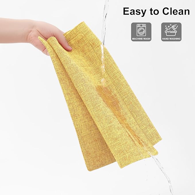 Homaxy Cloths Placemats for Dining Table Set of 8, Heat Resistant Washable Cotton Linen Blend Table Mats, Ideal for Kitchen Party Dining Decoration, 13" x 19", Mustard Yellow