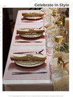 Leetaltree Luxury Pink Iridescent Placemats Set of 4 - Waterproof Washable for Wedding, Anniversary, Festive and Daily Use - Sparkling Table Mats Table Decor - Hand-Cut