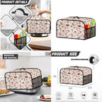 Pink Coffee Theme Kitchen Appliance Covers Set Toaster Cover 2 Slice Food Processor Hood Crock Pot Dust Cover with Side Pockets Machine Washable 3PCS