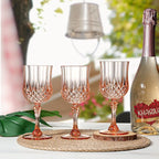 XUWAIDSGN 24 Pcs 7oz Plastic Vintage Wine Glasses Drinking Glasses Unbreakable Wedding Glassware Crystal Water Goblets Reusable Drinkware Vintage Champagne Flutes (24, Pink)