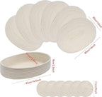 Placemats Set of 6 Oval – Woven Boho Farmhouse Table Mats for Dining Table for 6, Kitchen Decor, Washable and Handmade Rustic Table Accessories (16 * 12 Plus 6 Coasters, Off White)