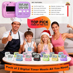 Antonki 2 Pack Digital Timer for Kids, Magnetic Countdown Kitchen Timers for Cooking, Egg, Classroom, Teacher, Exercise, Study, Oven - Battery Included