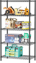 SINGAYE 5 Garage Heavy Duty Shelving Unit Kitchen Pantry Close Home Organizers and Storage Bathroom Shelf Laundry Room Organization Industrial Book Metal Wire Adjustable Shelves