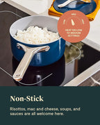 Caraway Nonstick Ceramic Sauce Pans with Lids (3 qt & 1.75 qt) - Non Toxic, PTFE & PFOA Free - Oven Safe & Compatible with All Stovetops (Gas, Electric & Induction) - White