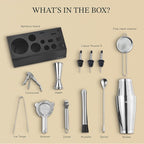 KITESSENSU Boston Shaker Set Mixology Bartender Kit | Premium Cocktail Shaker Kit with Stand Professional Home Bar Tools Accessories: Martini Shaker, Citrus Tools, Fine Mesh Strainers, Muddler, Jigger