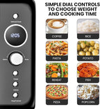Total Chef Retro Microwave Oven | 20L / 0.7 Cu Ft | Quick Start & Defrost By Weight/Time | 8 Pre-set Cooking Modes For Coffee, Rice, Pasta, Potato, Reheat, Fish, Pizza, Popcorn | 700W | Black
