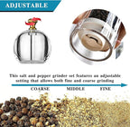 Acrylic Pepper Grinder Set Salt and Pepper Grinder Manual Pepper Mill Set with Adjustable Coarseness Acrylic Salt and Pepper Shakers, Enjoy Fresh Ground Pepper Spices Salt Grinder