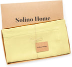 Solino Home Yellow Linen Tablecloth 60 x 132 Inch - 100% Pure Linen Table Cloth for Rectangle Tables - Fete, Machine Washable Tablecloth