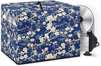 White Cherry Blossom Print Meat Slicer Cover Large Deli Food Slicer Machine Dust Cover Waterproof Dust-Proof Durable Cheese Bread Cutter Cover for Home Kitchen Decoration Accessories