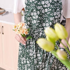 Pinknoke Vintage Pinafore Apron Dress for Women with Pockets Cute Floral Chef Aprons for Kitchen Cooking Baking Gardening