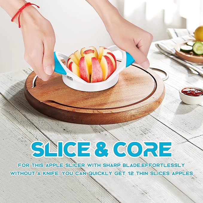 Supercenter Apple Cutter, Apple Corer and Slicer - Stainless Steel Apple Corer - 4.72 Inch Apple Slicer Tool with 12 Super Sharp Blades, lightweight Apple Slicer and Corer with Anti-slip Handle