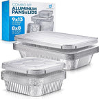 Diplastible Disposable Aluminum Pans With Lids, 9x13 (10pc) And 8x8 Square (10pc) Combo Set, Disposable Baking and Cake Pan (Pack of 20)