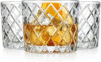 Glaver's Whiskey Glasses Set of 4. 10oz. Double Old Fashioned Glass for Cocktail Bourbon Rock Glasses,Bar Glass for Scotch Tequlia Rum. Diamond Cut. Gift for him
