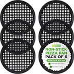 NutriChef 6-Pack13’’ Non-Stick Pizza Pans, Round Pizza Pans for Oven, Commercial-Grade Carbon Steel, Non-Stick Gray Coating, Ideal for Baking Pizza, Cookies and More, Dishwasher Safe