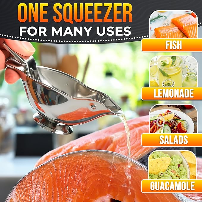 Lemon Squeezer Stainless Steel Manual Juicer – Press More Juice with Less Effort, Bird Lemon Squeezer with Pour Spout, Manual Lemon & Lime Press, Mess-Free Hand Juicer for Cocktails, Cooking & Drinks