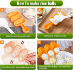 Rice Ball Maker Mold & Sushi Maker 2 Riceball Shaker and 2 Rice Paddle - Easy to Use Rice Ball Mold Shaker for Perfect Onigiri and Sushi - Fun Kitchen Tool-Blue&Red