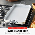 GreenPan x Bobby Flay 18" x 11" Nonstick Double Burner Griddle, PFAS-Free Ceramic Double Stovetop Skillet, Stainless Steel Handles, Dual-Use Cooking, Easy Clean Dishwasher & Oven Safe Pan, Cream