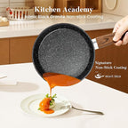 Kitchen Academy 17Pcs Induction Cookware Sets, Granite Pots and Pans Set Non Stick, Black Kitchen Cooking Pans, PFOA & PFOS Free