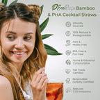 5” Short Biodegradable Bamboo Fiber Cocktail Straws | 200 Count, 100% Compostable, Plastic-Free, Eco-Friendly Drinking Straws | 5-Inch, Heat-Resistant PHA Coffee and Cocktail Stirrers (Black)