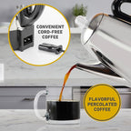 West Bend Electric Percolator Classic Style Coffee Maker with Heat Resistant Handle Base and Detachable Cord with Stainless Steel Stem and Basket, 12-Cup, Silver