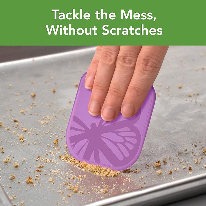 Tovolo Plastic Scraper Tool Set of 3 Butterflies for Pots Pans Dishes and Bakeware, Easy to Clean Dishwasher Safe BPA Free Scratch Resistant Nylon Pan Scraper Easily Scrapes & Cleans Cookware