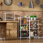 SINGAYE 2 Small Wire Shelves Garage Pantry Close Home Organizers and Storage Bathroom Shelf Laundry Room Organization Adjustable Book Metal Shelving Unit