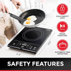 Mueller RapidTherm Portable Induction Cooktop, 1800W Single Burner Hot Plate, 8 Temp Levels, Preset Programs, for Dorm, RV, Small Kitchen