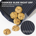 HONGBAKE 9-Piece Non Stick Bakeware Sets with Wave Texture for Reduced Grease, 0.8mm Thick Non Toxic Baking Pans Set, Includes Stackable Cookie Sheets for Oven Cooking, Shimmer Blue