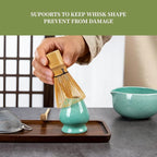 YIBO Matcha Whisk Set, Matcha Kit Bamboo Whisk and Ceramic Bowl with Spout & Measuring Spoon & Cup, Japanese Ceremony Matcha Tea Making Tools Blue