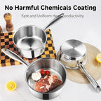 SLOTTET 1Qt & 2Qt Stainless Steel Sauce Pan Set with Lid,4 Pcs Non Stick Saucepan,Small Kitchen Pots,Induction Compatible,PFOA FREE