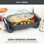 GreenPan Advanced 12” X 15” Electric Skillet with Lid, 7QT Capacity for Family Meals, Healthy Ceramic Nonstick PFAS-Free Coating, Fry, Sauté, Steam, Simmer, Sear, Stir Fry, Dishwasher Safe, Graphite