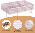 Tea Bag Organizer 6 Grids. Mesh Tea Bag Holder with Handle, Teabag Holder, Tea Station Organizer for Countertop, Pantry, Kitchen, Cabinet - Pink