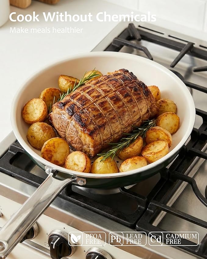 Pots and Pans Set - Nonstick Creamic Kitchen Cookware Sets Non Toxic Cookware Set With Dutch Oven, Frying Pan, Saucepan, Sauté Pan, Cooking Utensils Set, Pots and Pans for Cooking Set Gifts