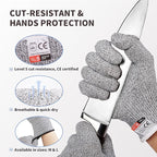 2PCS Oyster Shucking Knife + 4PCS A5 Cut-Resistant Gloves(2M+2L),8" Oyster Knife With Extended Ergonomic Handle,Stainless Steel Oyster Shucker Tool Oyster Opener Tool Oyster Shucking Kit